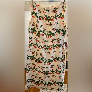 🍒 Vintage Y2K Cynthia Howie Maggy Boutique Cream Silk Dress Cherries Size 8 🍒